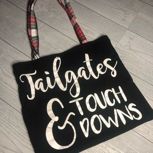 Handmade Upcycled Tailgates and Touchdowns Reversible Tshirt Tote Bag